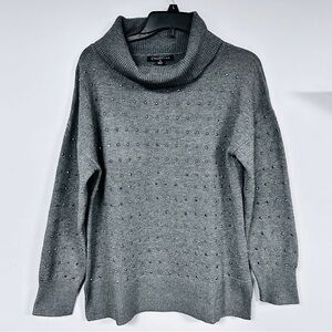 Chadwicks of Boston Cowl Neck Gray Rhinestone Studded Sweater Size M  EUC!